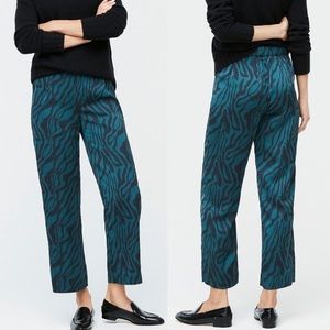 J. Crew NWT Green Zebra Cropped Satin Pant